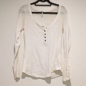 Free people long sleeve white button up top